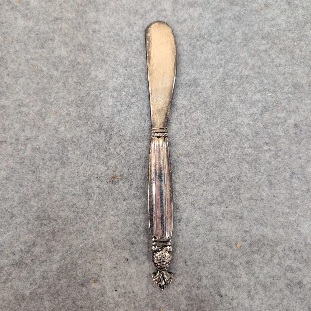 Godinger Silver Plated Pineapple Finial Butter Spreader Cheese Knife Fluted